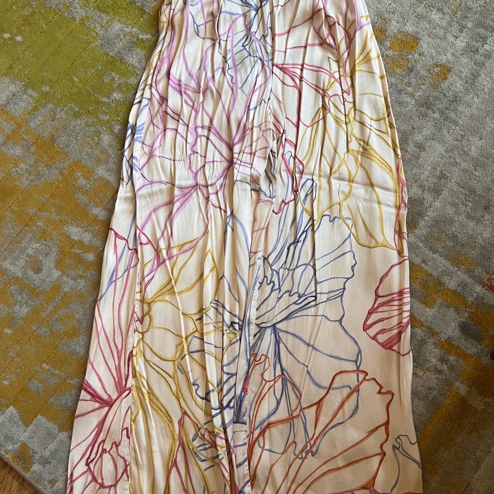 FRNCH Cream Wide Leg Pleated Pants